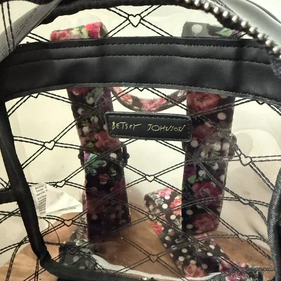 Betsey Johnson XOX Clear Black Multi Strap Backpack Bag - Picture 4 of 6
